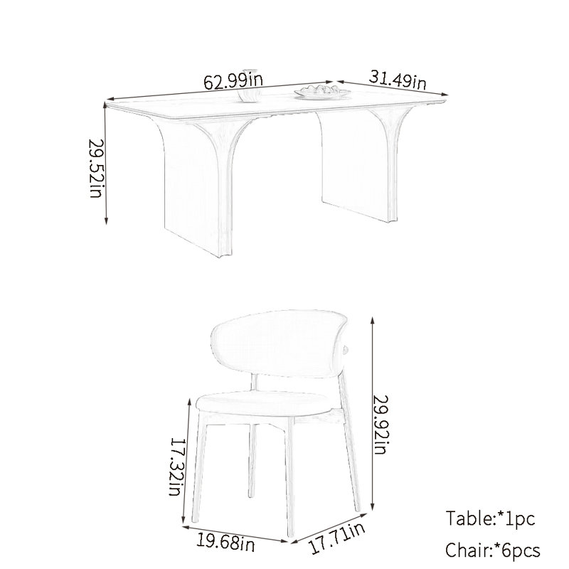 Ensemble de table de salle à manger Retro Home, H 29,52 po x L 62,99 po x l 31,49 po