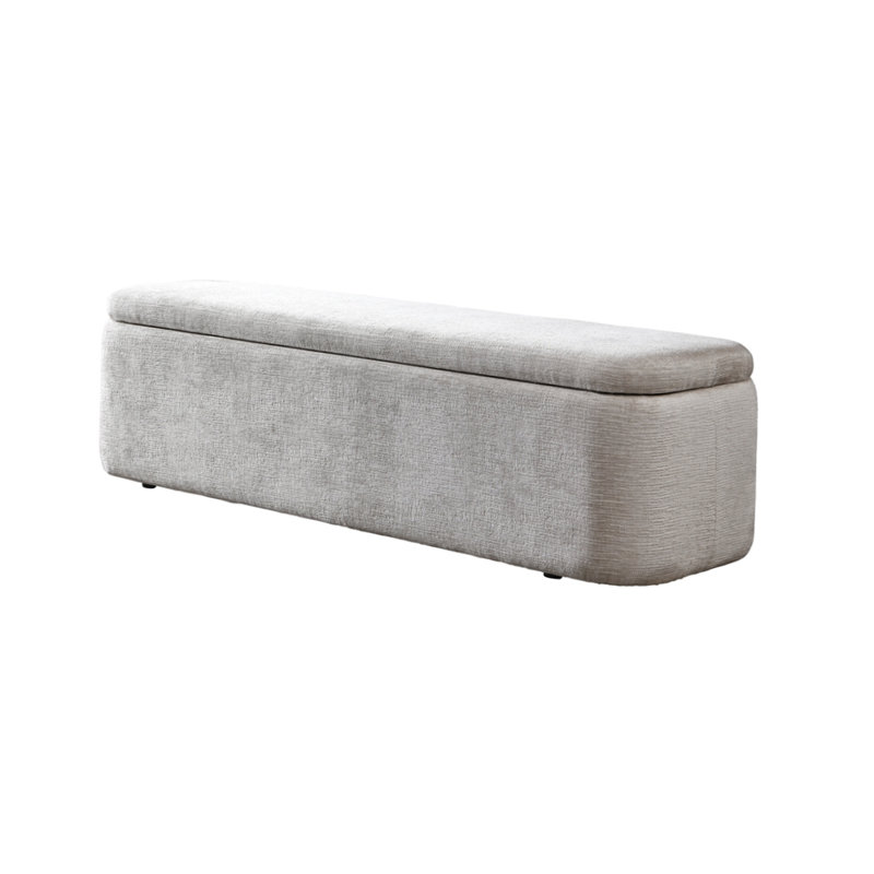 Orane Gray Linen Bench w/Storage