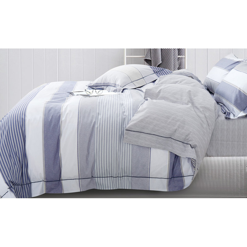 Ensemble d'édredon réversible 100% coton , Édredon simple + 1 Taie décorative