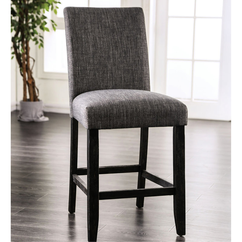 Chaises de salle à manger de 2 pièces en tissu rembourré de couleur grise avec structure, assise et siège pour un bon repas, profondeur 18,71 po, largeur 24,15 po, hauteur 41,13 po, poids de 38,55 lb, confortable