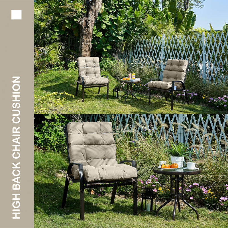 Set Of 2 Outdoor Tufted Rocking Chair Cushions, Non-slip Back, High/low Back Patio Cushions, 45"x22"x4", Seasonal Replacement For Sun Loungers And Chairs
