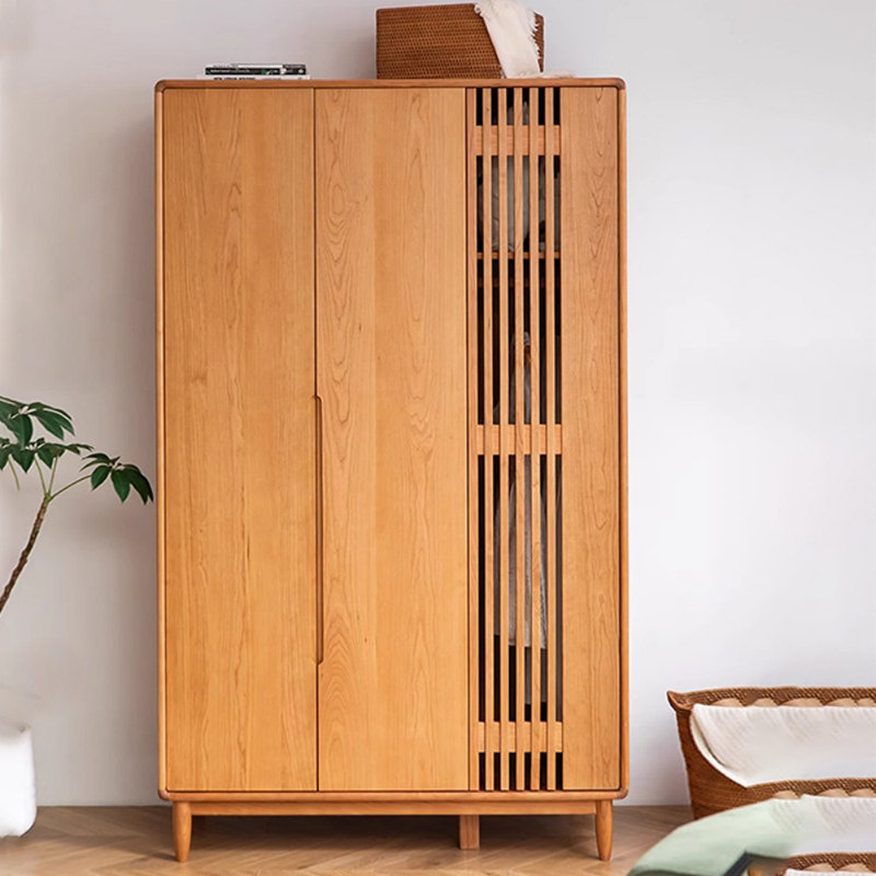 Armoire moderne à trois portes en bois massif minimaliste