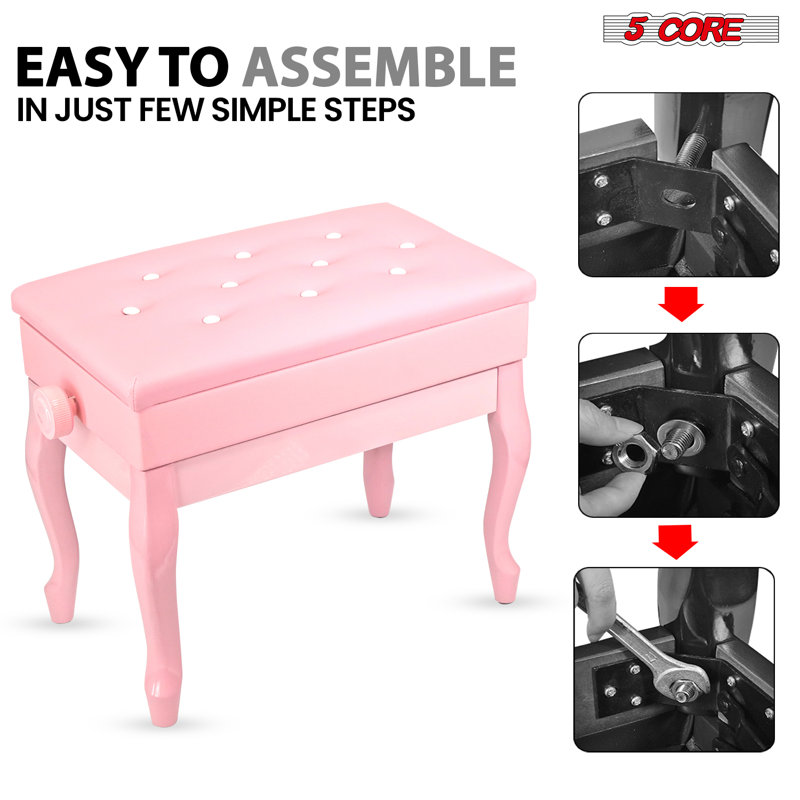 Tabouret réglable en bois 5 niveaux, Rose