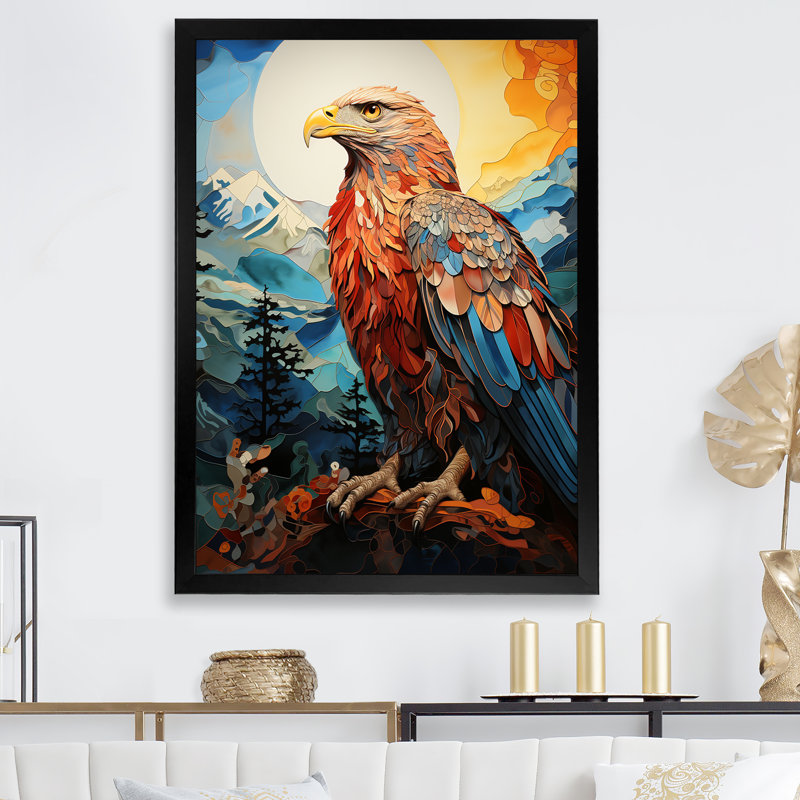 «Native Eagle Spirit of Thunderbird» sur toile, Cadre simple noir, H 20 po x l 12 po x P 1 po