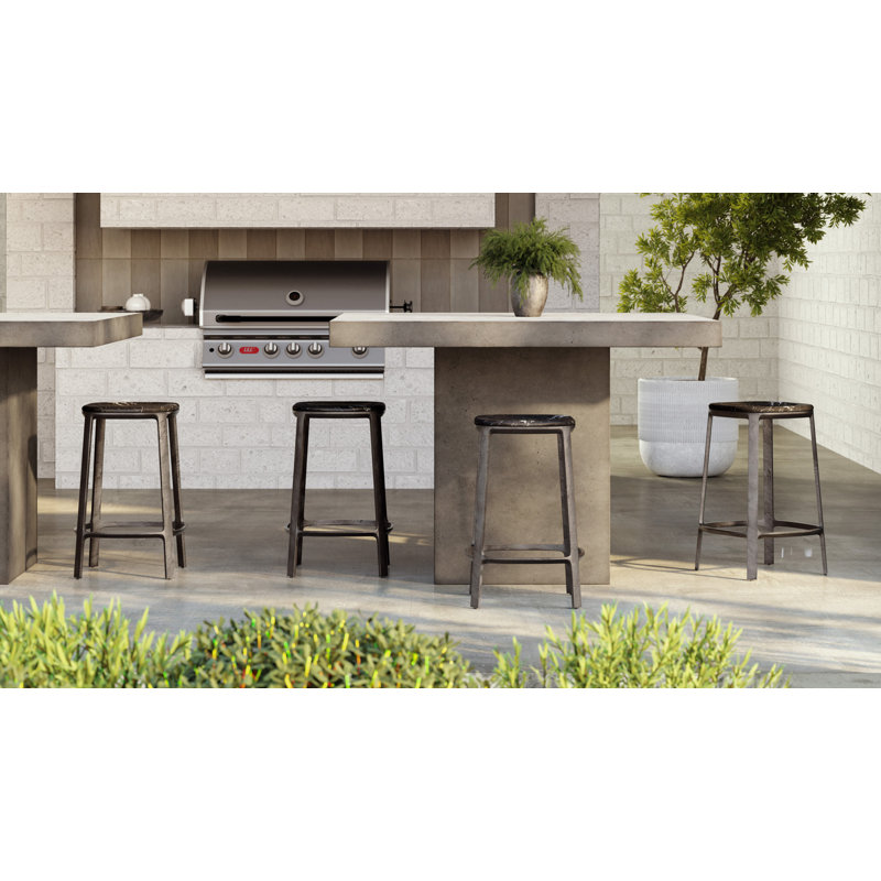 Marbelle - Alfie Marble Counter Stool - Toronto Sand/Antique Nickel Finish, Counter Stool (26" Seat Height), Black/Bronze