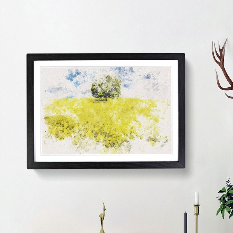 Chestnut Tree in Spring - Picture Frame Painting Print, 40cm H x 60cm W x 2cm D, Black Framed