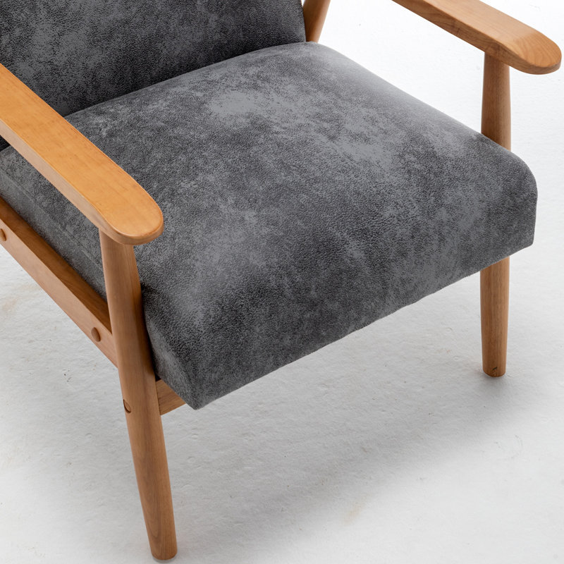 25.38'' Wide Wood Frame Armchair, Gris