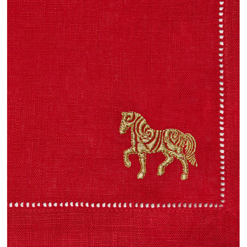 Lunar New Year Linen Square Napkins, Red