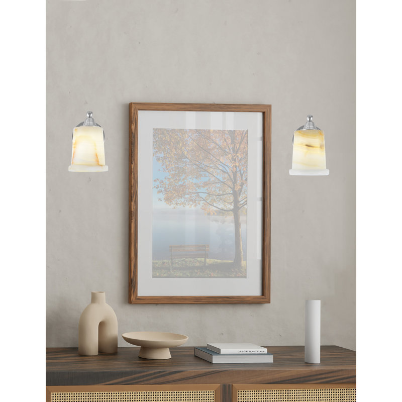 Applique murale Ahern, fini nickel brossé, abat-jour en pierre naturelle de 12,7 cm (5 po)., Naturel / nickel brossé
