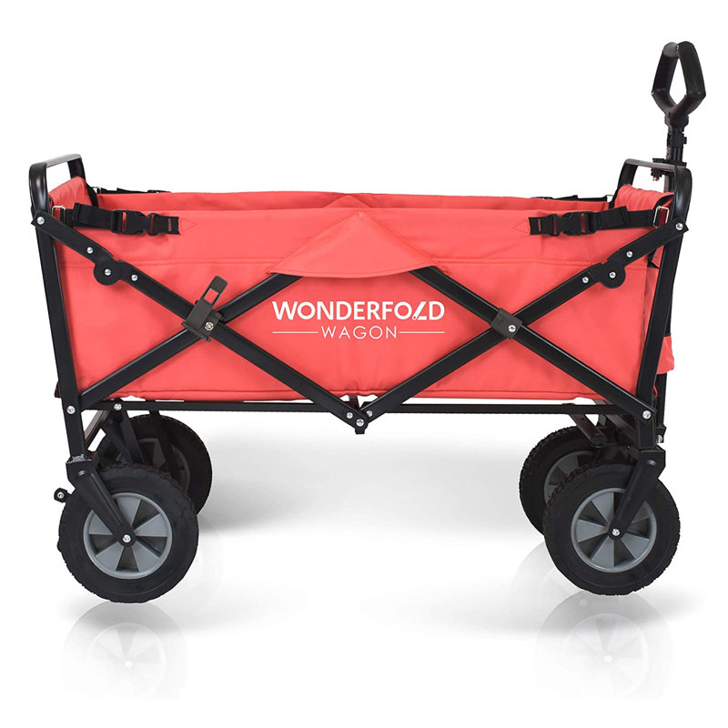 Wonderfold Pull/Push Collapsible Utility Folding Wagon With Wide Tires, Red