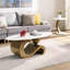 Table basse ovale et ronde dorée pour la maison - 2 pièces, salon, 2 pièces dorées, rondes, design