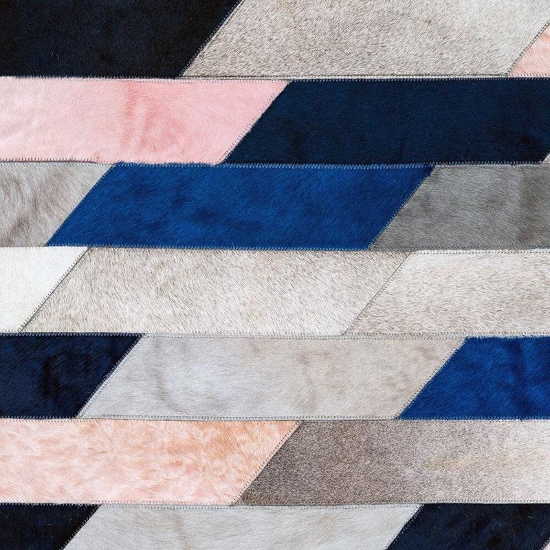 Astila Cowhide Geometric Area Rug, Rectangle 5'3" x 6'7"