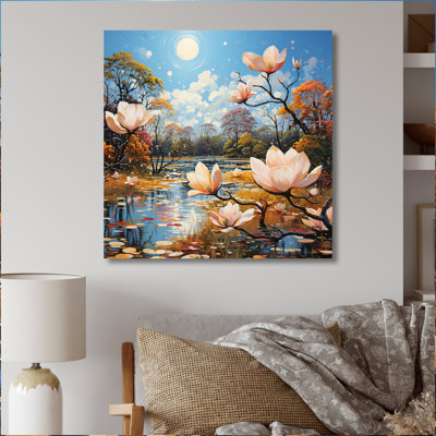 Motif de pointillisme blanc Pcoral Magnolias - blanc