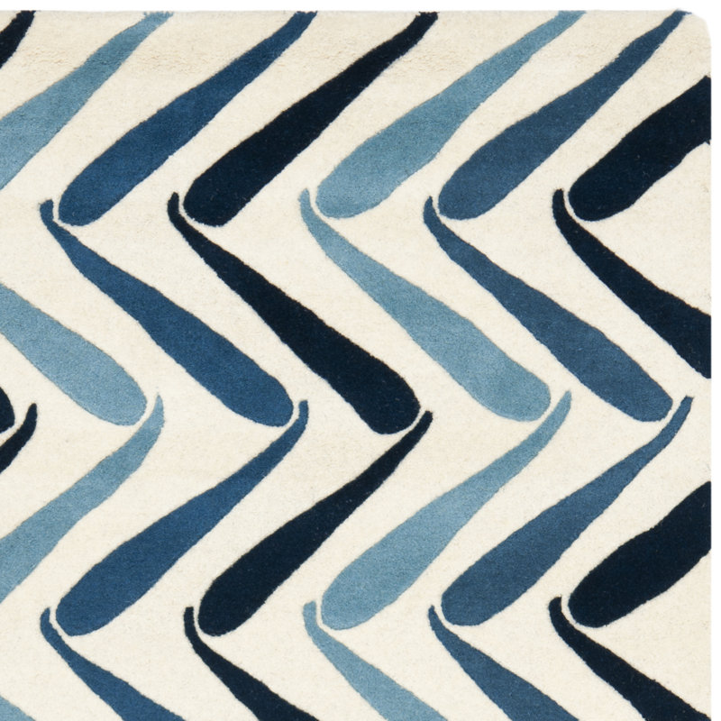 Deedre Hand Tufted Wool And Viscose Chevron Rug, Runner 2'6" x 8'