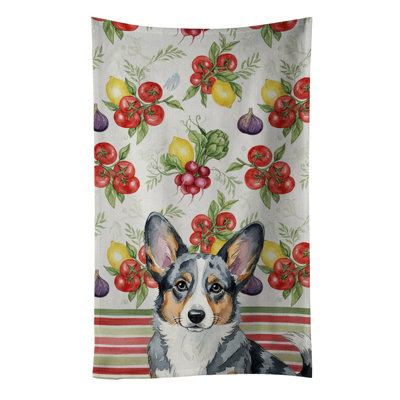 Blue Merle Cardigan Welsh Corgi Vegetables Kitchen Towel