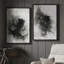 Art mural encadré sur toile - Abstrait noir, art mural pour chambre à coucher - 24 po x 36 po x 2 pièces-550983962-550983963
