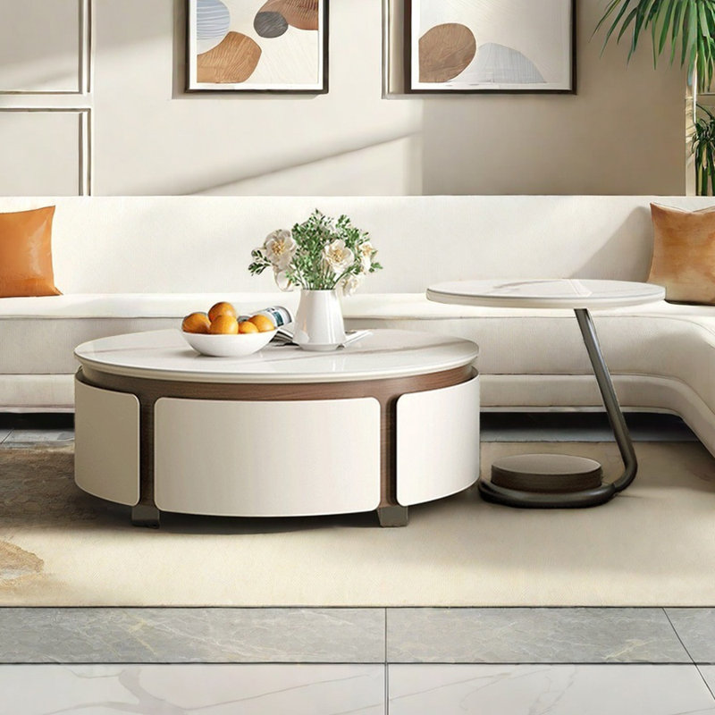 Table basse crème en pierre frittée