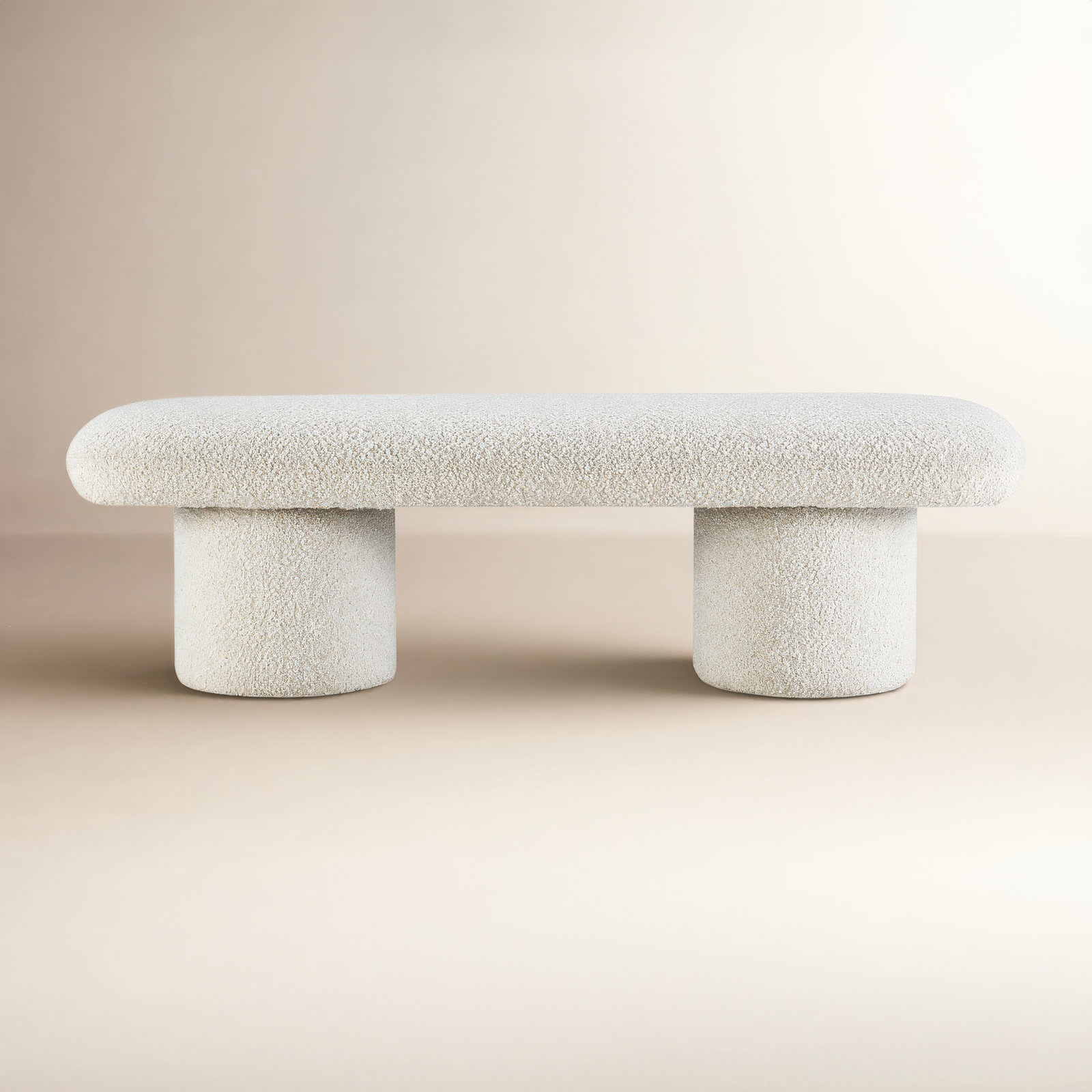 Anston 56" Bedroom Bench, Ivory White Boucle