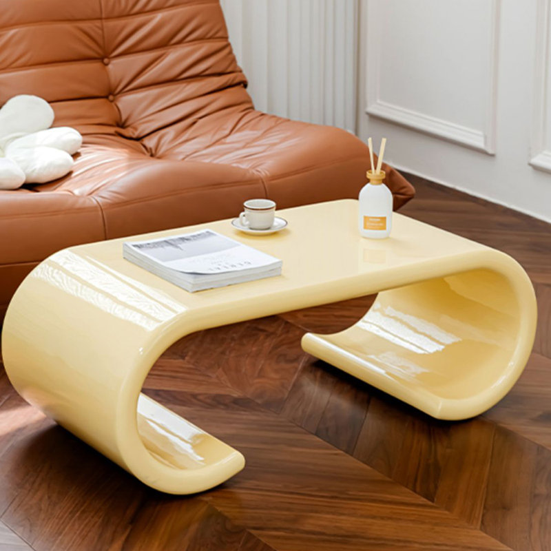 Cream omelet end table, 15.74'' H x 51.18'' L x 21.65'' W