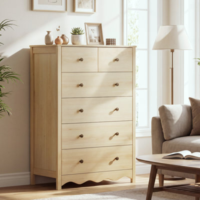 6-Drawer Tall Dresser with Scalloped Base