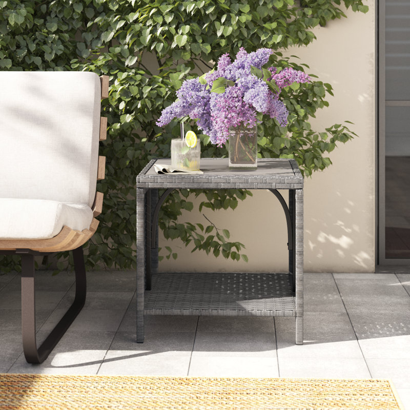Camerin Square Metal Outdoor Side Table , 18'' in. W 18'' in. D, Gray, Gray