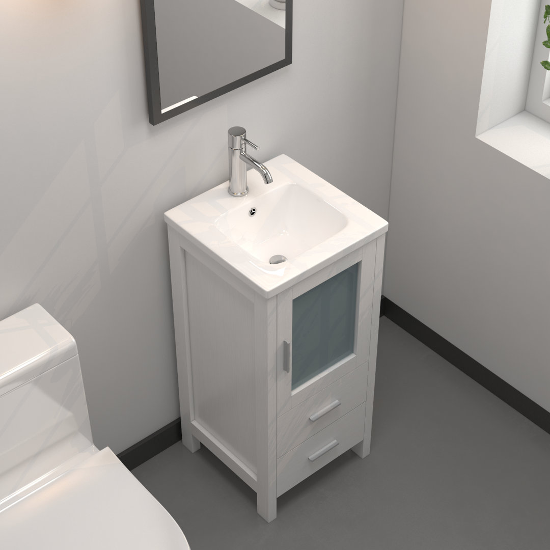 16.3'' Single Bathroom Vanity with Ceramic Top Winston Porter Base 
