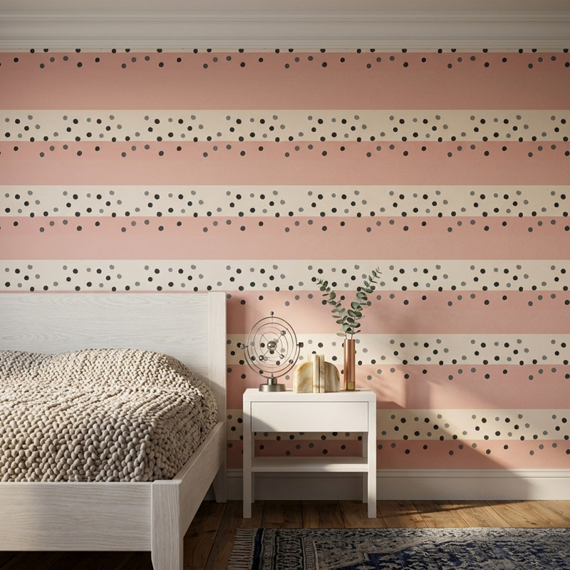 Papier peint abstrait à pois rose rosé, Textured Non-Pasted