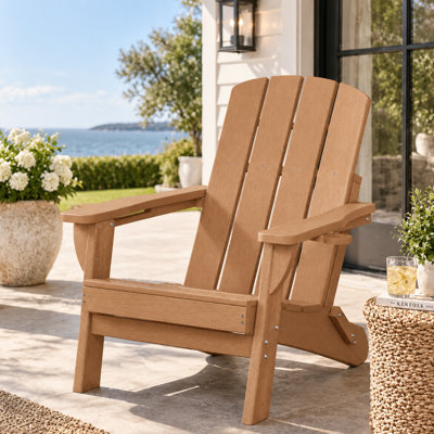 Chaise pliante Adirondack en PEHD résistante aux intempéries avec 2 porte-gobelets