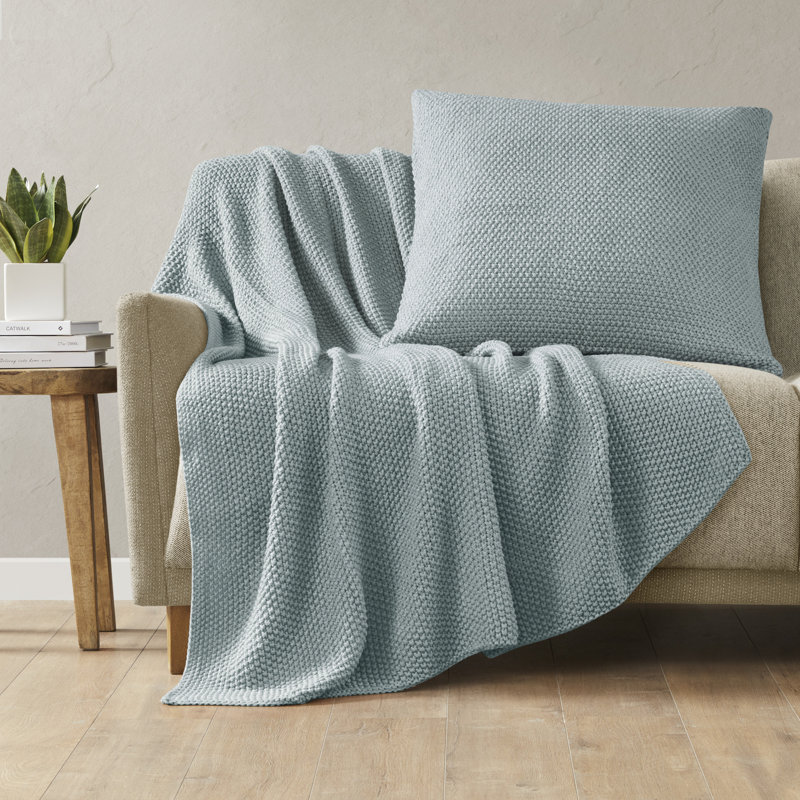 Light Blue Acrylic Knit Square Pillow Cover 20" x 20"