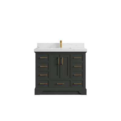 Charlotte 42'' Single Bathroom Vanity with Quartz Top