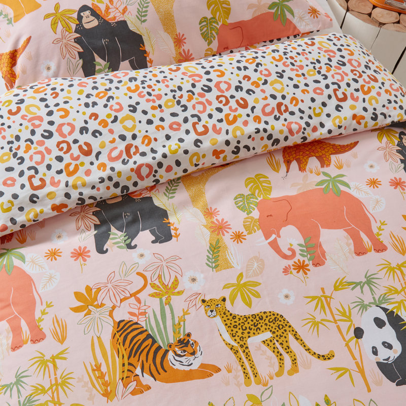 Derica Cotton Animal Print Duvet Cover Set with Pillowcases Included, 120 x 150cm Duvet Cover + 1 Pillowcase (42 x 62cm)