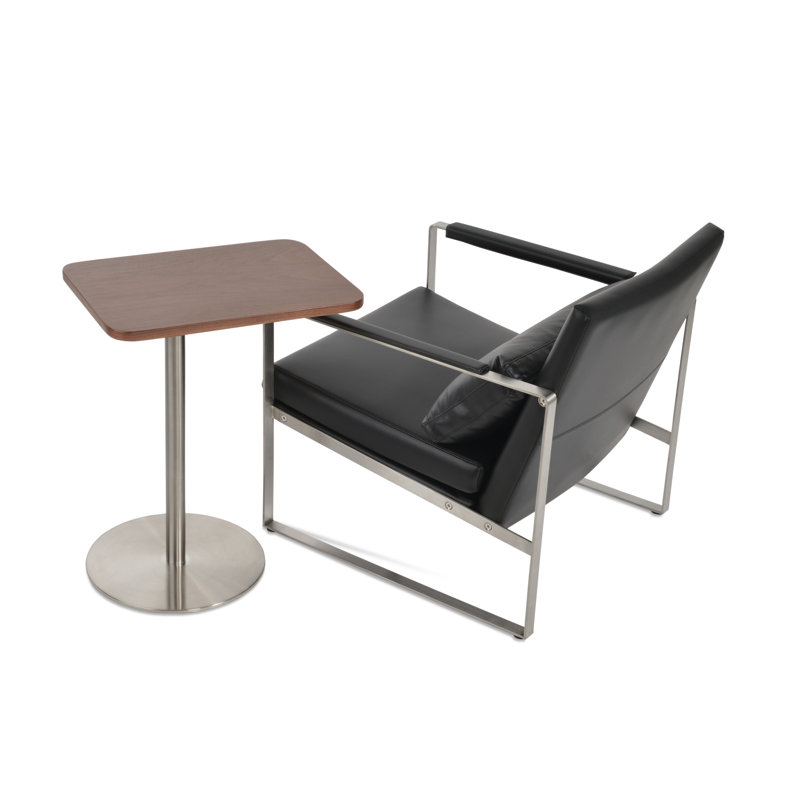 Zara Small Lounge Chair, Black Faux Leather