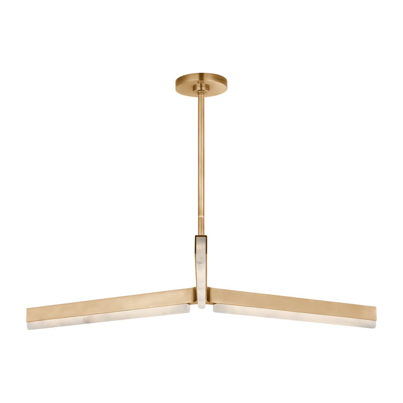 Linea LED Chandelier, Hand Rubbed Antique Brass