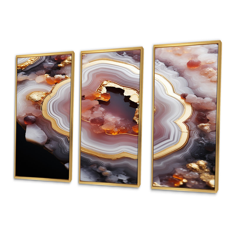 Naglee - ensemble d'art mural en marbre, Cadre flottant doré, H 32 po x l 48 po x P 1 po