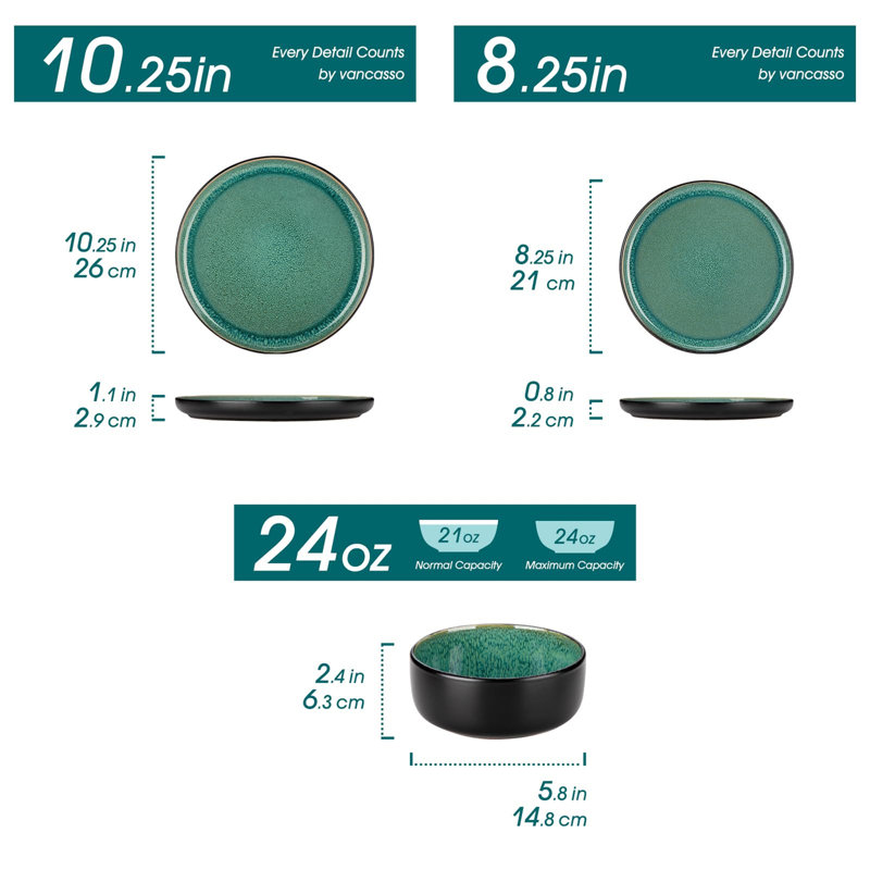 16 Piece Ceramic Dinnerware Set - Service for 4