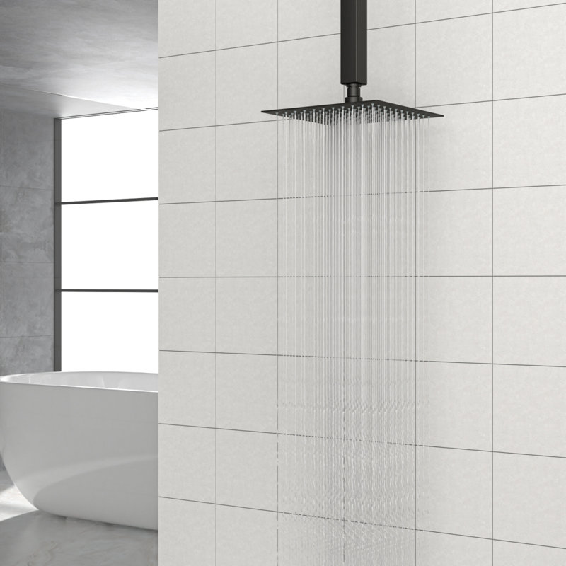 8" Square Rainfall Shower Head Wall/Ceiling Mounted Shower Head Stainless Steel Casted Shower Head, Matte Black
