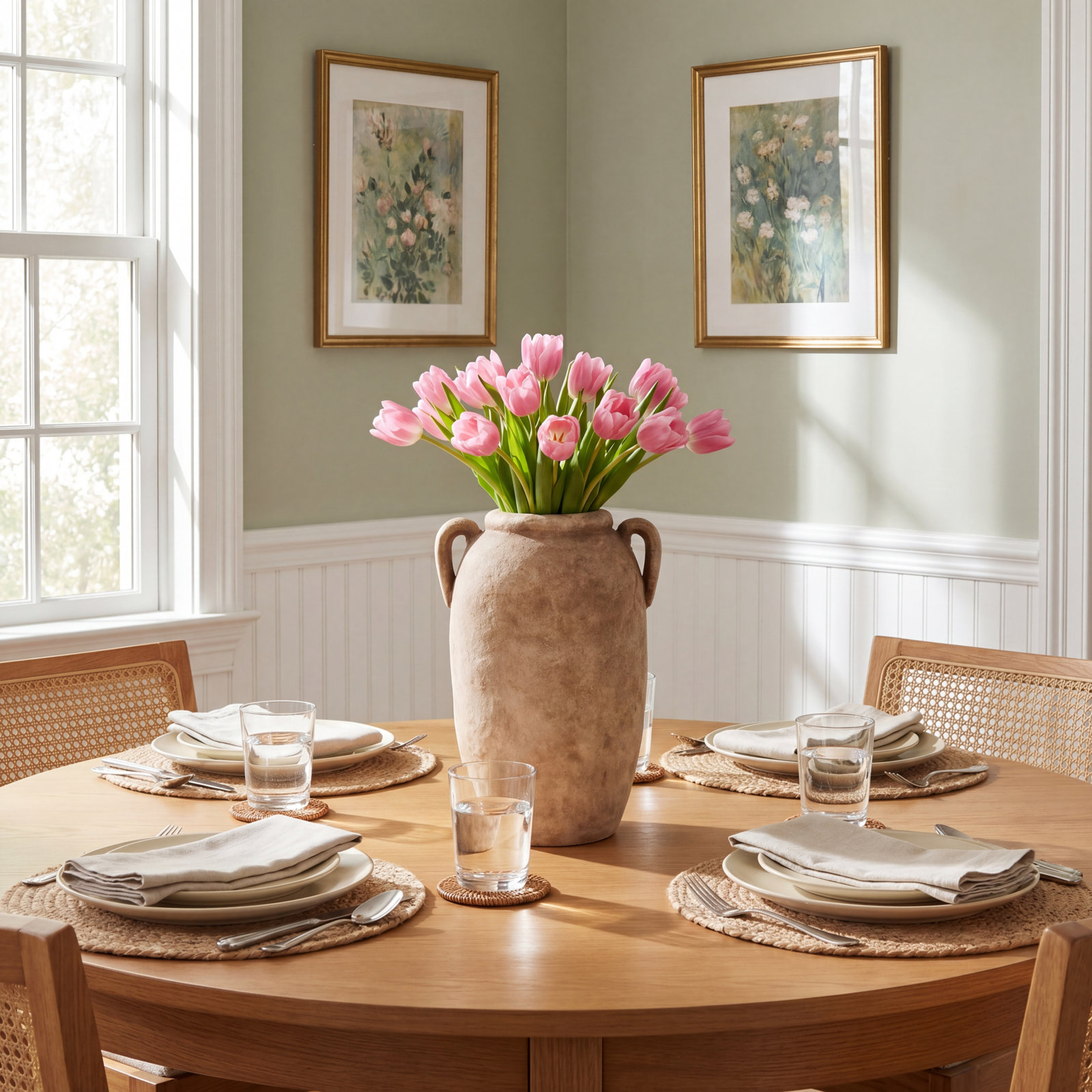 Daffodil Ceramic Table Vase, Light Brown