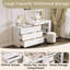 Bureau de coiffeuse avec miroir et lumières DEL, table de maquillage avec plateau rabattable, 7 tiroirs, 9 compartiments, 3 tablettes, blanc-487951224