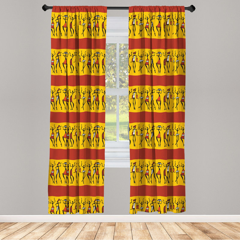 African Semi-Sheer Rod Pocket Sliding Panel, 28" x 63"