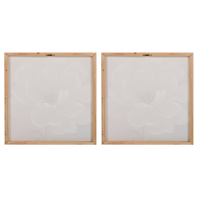 Flowers 40% Hand Painted Set 2 Canvas 60X3X60 Cm - 2 Piece Wrapped Canvas Print Set