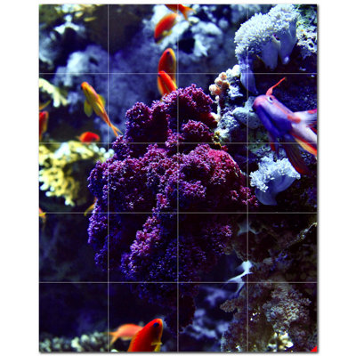 Coral Photo 12'' x 12'' Satin Ceramic Decorative Mural