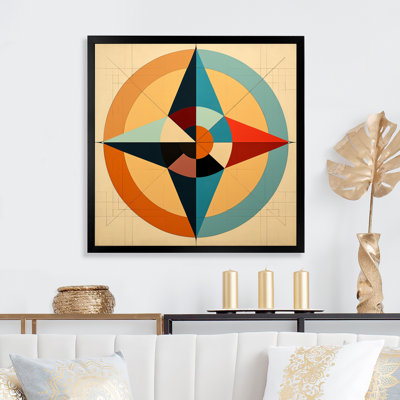 «Midcentury Compass», abstrait géométrique rétro sur toile