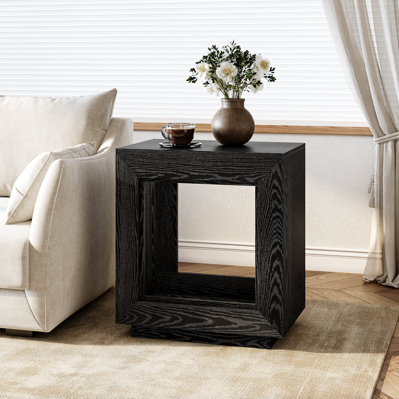 24" Farmhouse Square End Table, Black