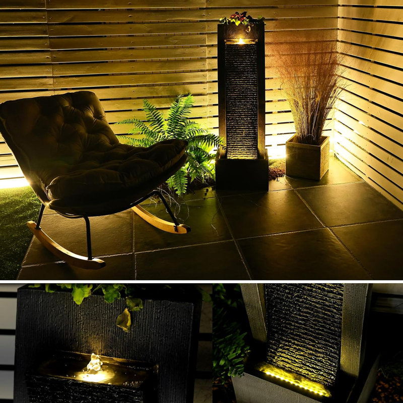Nellysford Hand Crafted Weather Resistant Floor Fountain with Light
