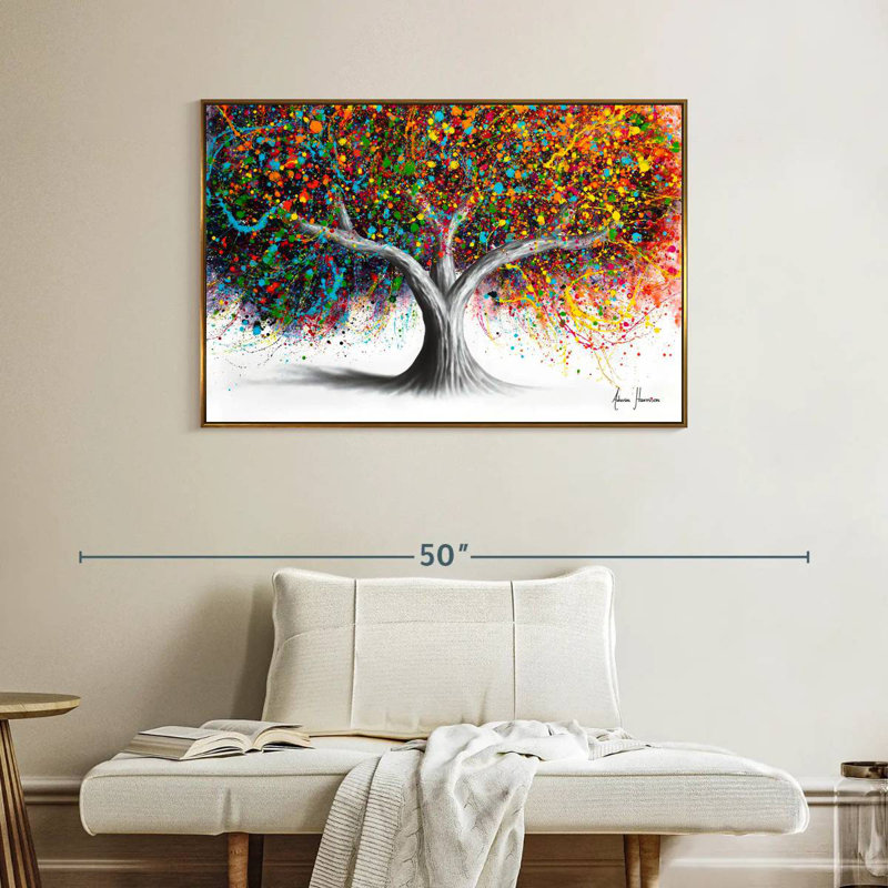 Tree Of Celebration, 40" X 27", Floating Frame Gold