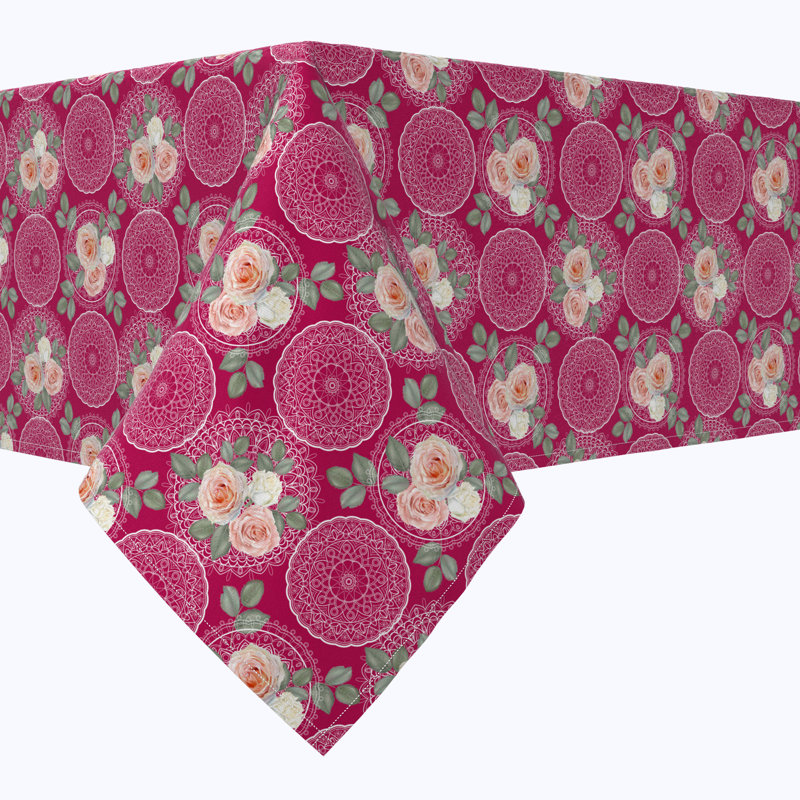 Rectangular Floral Cotton Twill Tablecloth