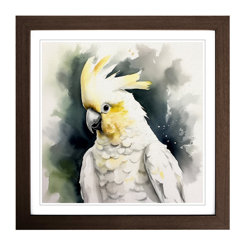 Cockatoo Watercolour No.1 - Framed Print, Walnut