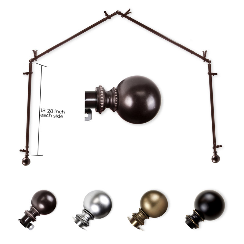 Tringle à rideaux simple à baie vitrée ajustable de 28 à 48 po Bellcast, Cacao, 18 po à 28 po (chaque côté)