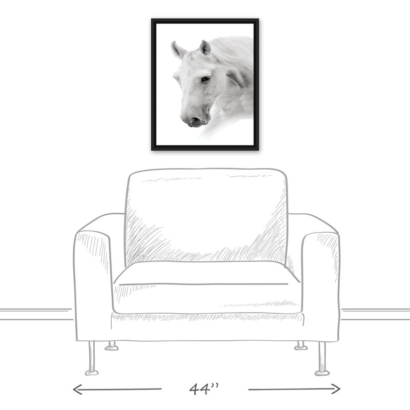 Cheval noir et blanc, reproduction sur toile, H 21,75 po x l 17,75 po