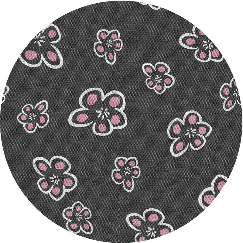 Tapis décoratif floral gris Dahlen, Rond 8 pi